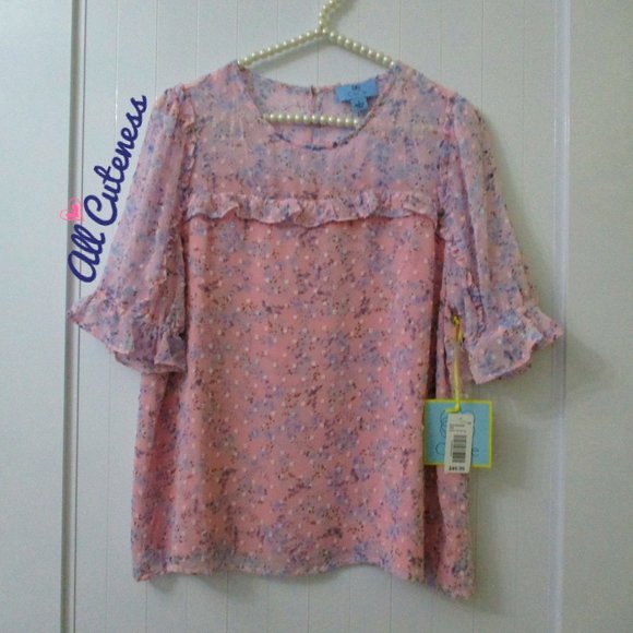 CECE Floral Print Top Size S - Picture 1 of 7